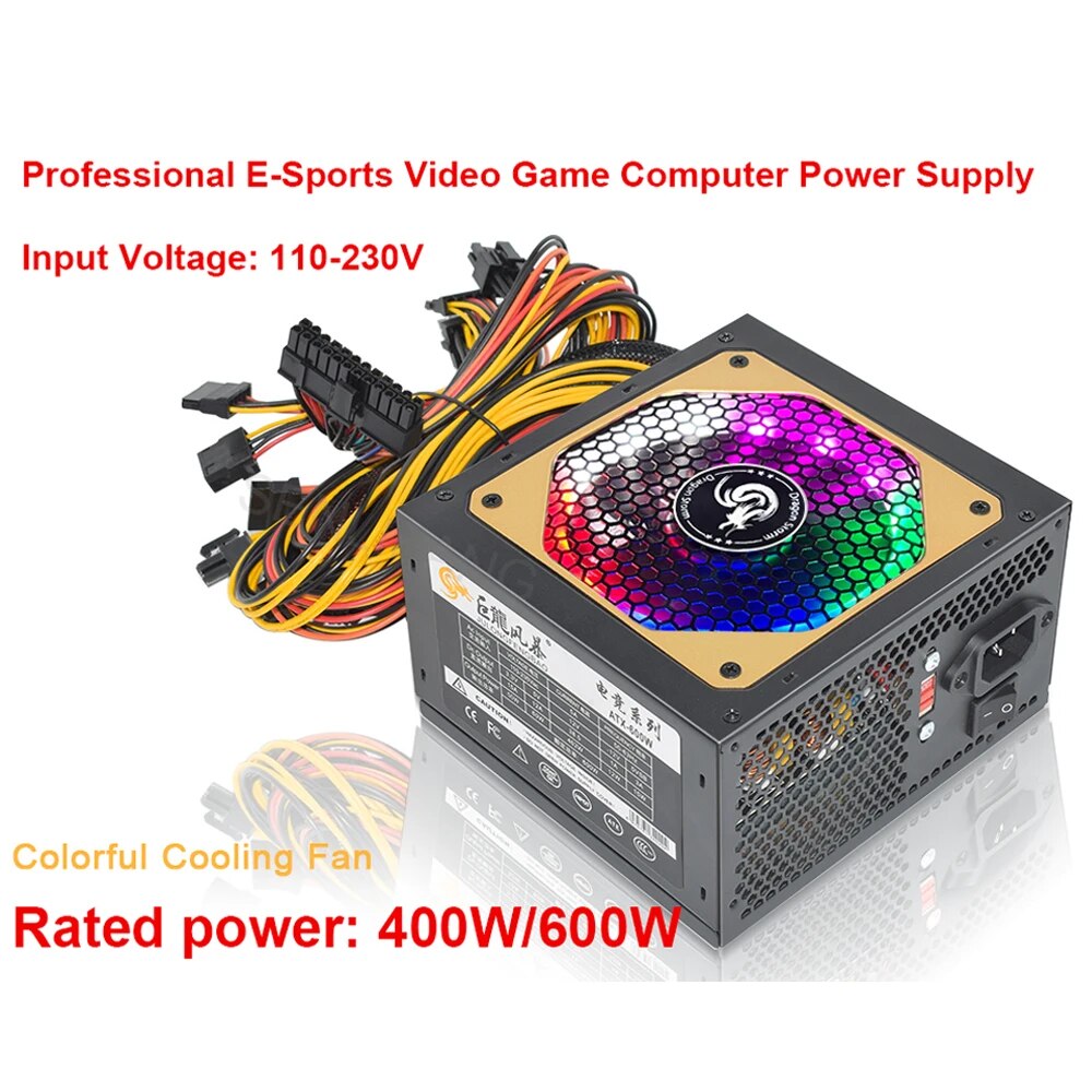 Atx 400w 600w 110-230v rgb 12v - Power Supply 650W avaliação e preço